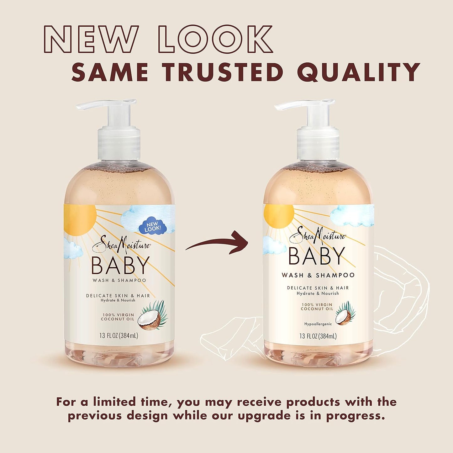 SheaMoisture Baby Wash and Shampoo 100% Virgin Coconut Oil for Baby Skin Cruelty Free Skin Care 13 oz