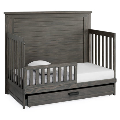Delta Children Simmons Kids Caden 6-in-1 Convertible Crib with Trundle Drawer, Greenguard Gold Certified, Rustic Mist