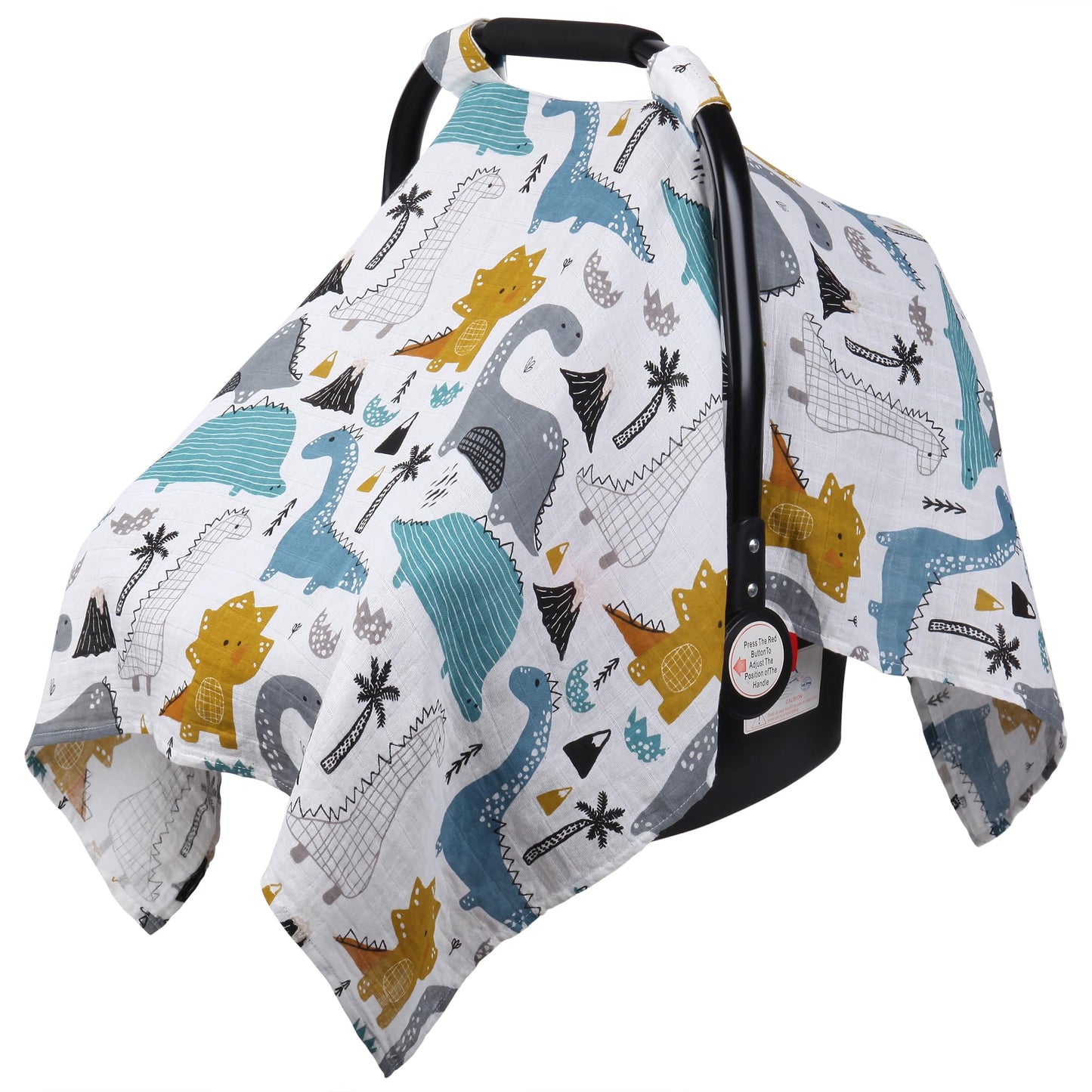 Rquite Car Seat Cover, Muslin Cotton Infant Car Seat Canopy, Breathable Baby Carrier Cover, Summer Stroller Sun Shade, Flower