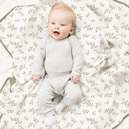 Konssy Muslin Baby Blankets for Girls Boys, 100% Cotton Crib Blanket for Infant Toddler, Super Soft and Lightweight Nursery Swaddling Wrap 40"x36" (Floral)