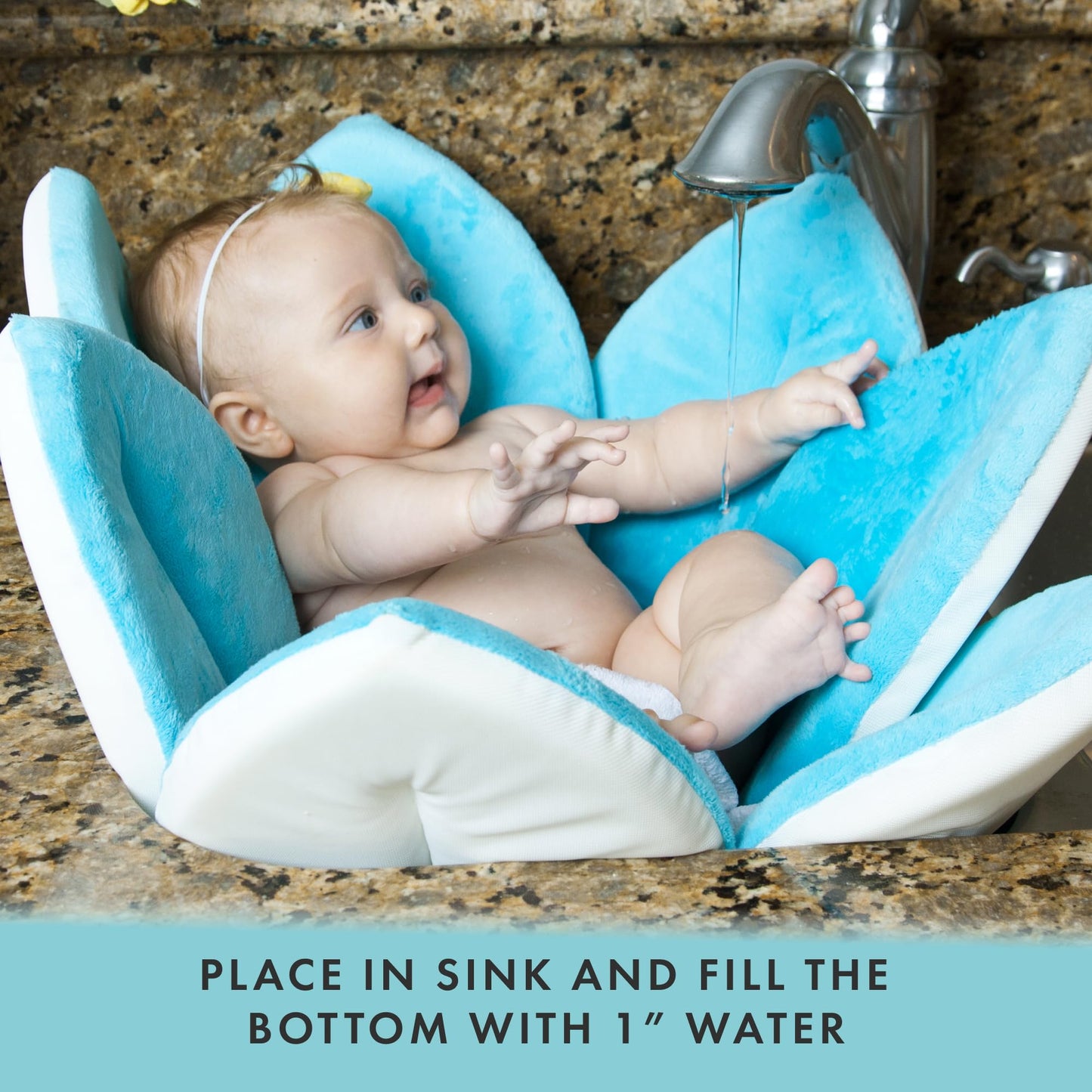 Blooming Bath Baby Bath Seat - Baby Tubs for Newborn Infants to Toddler 0 to 6 Months and Up - Baby Essentials Must Haves - The Original Washer-Safe Flower Seat (Original, Blue)