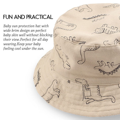 JANGANNSA Dinosaur Baby Boys Sun Hat Cotton Toddler Girls Bucket Hats Summer Sun Protect Cap for Kids