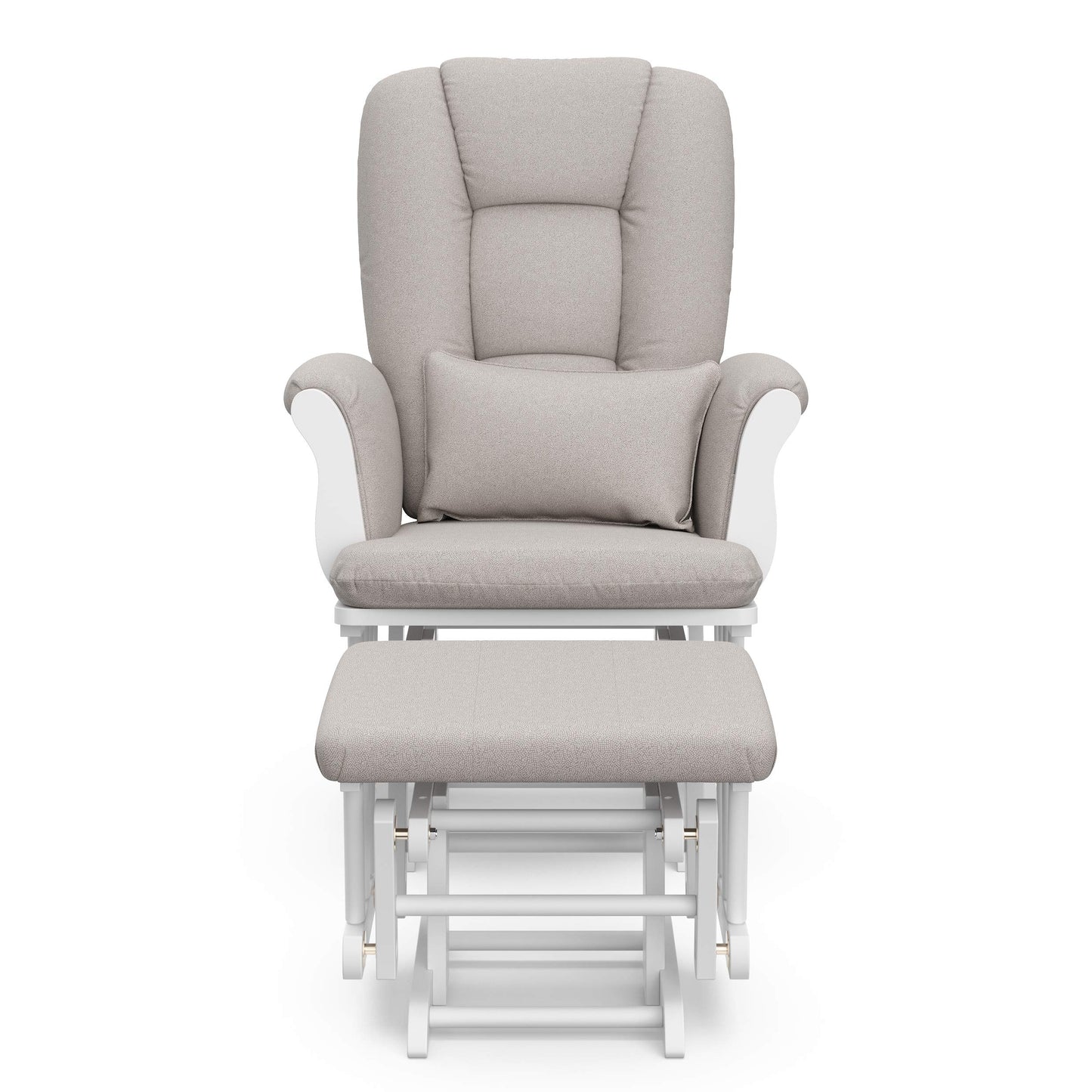 Storkcraft Tuscany Custom Glider and Ottoman with Free Lumbar Pillow (White/Slate Gray Swirl) - Cleanable Upholstered Comfort Rocking Nursery Chair with Ottoman
