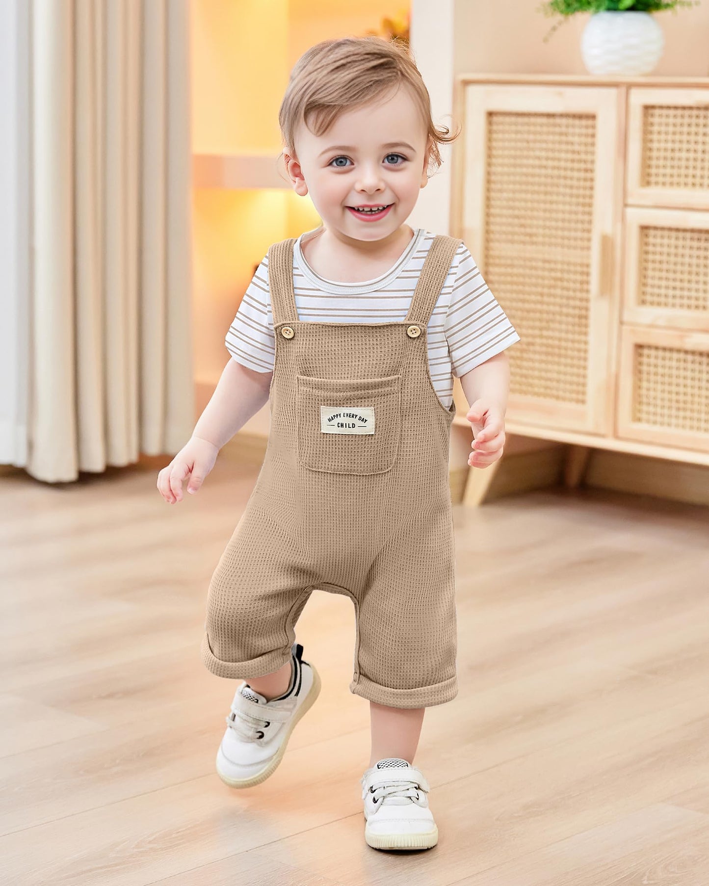 ZOEREA Toddler Baby Boys Clothes Summer Outfit Stripe T-Shirt and Shortall Romper Set Cute Jumpsuit Solid Color 6M-4T