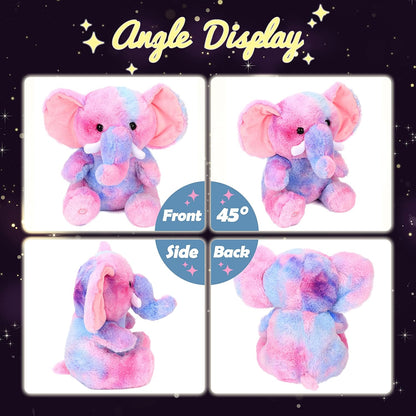 Hopearl LED Plush Elephant Colorful Lighting Up Stuffed Animal Elephish Floppy Night Lights Glow in The Dark Birthday Festival for Kids Toddler Girls, Rainbow, 11''