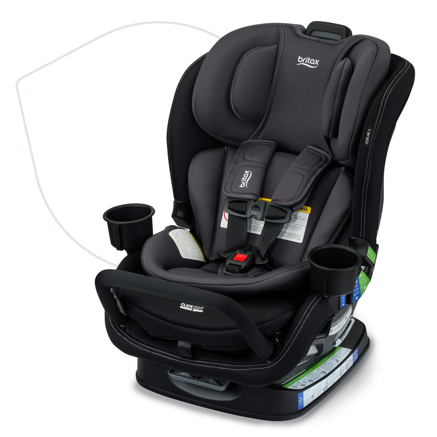 Britax Poplar S Convertible Car Seat, 2-in-1 Car Seat with Slim 17-Inch Design, ClickTight Technology, Arctic Onyx
