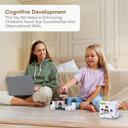 CHILDLIKE BEHAVIOR Wooden Tiny Blocks for Kids - Durable Wood Material, Kids Tiny Blocks - 24pcs Educational Wooden Building Blocks for Cognitive and Motor Skills Development - 3+ Years