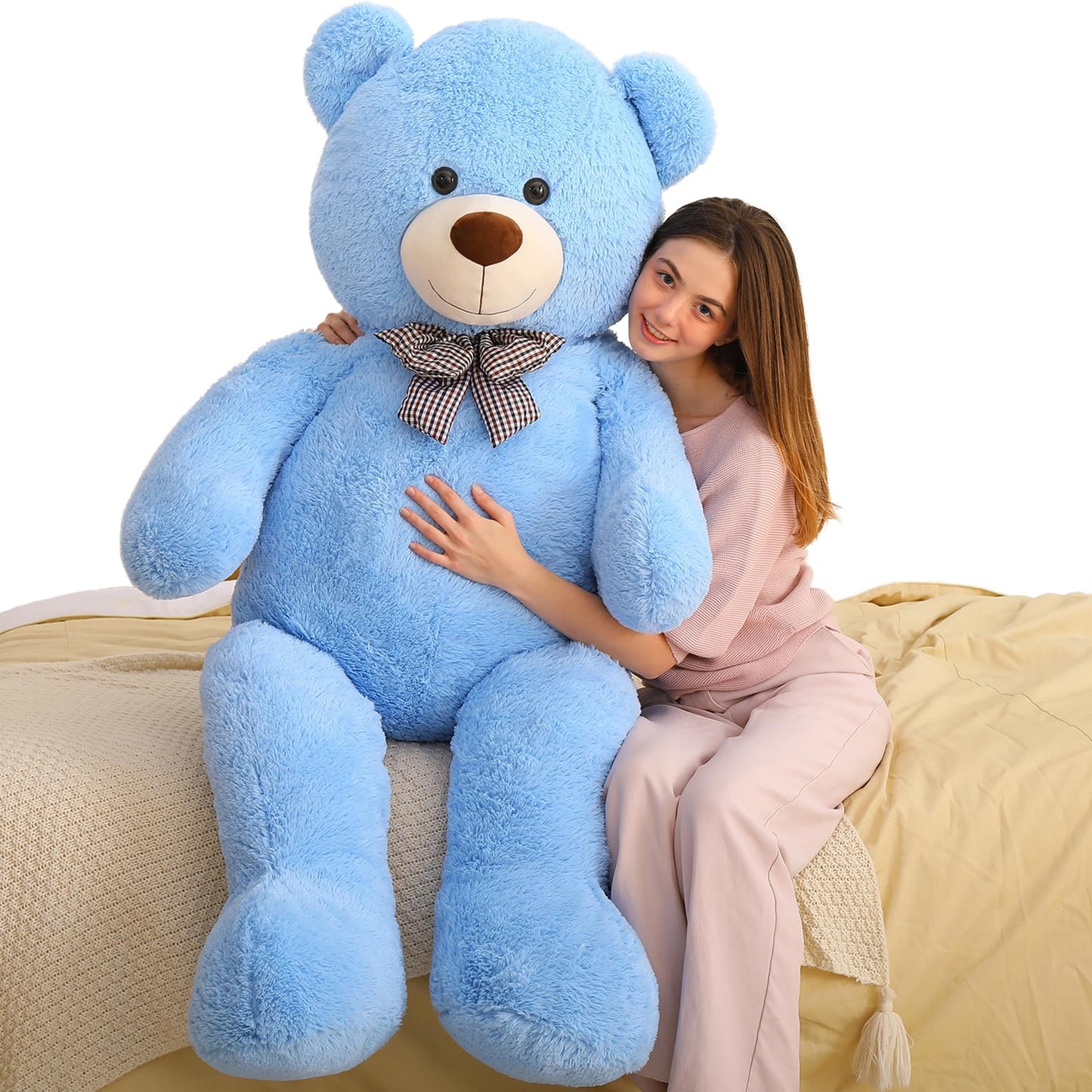MaoGoLan Giant Big Teddy Bear 4 Feet 47 inch Life Size Tan Plush Bear Brown Stuffed Animal for Children Boyfriend
