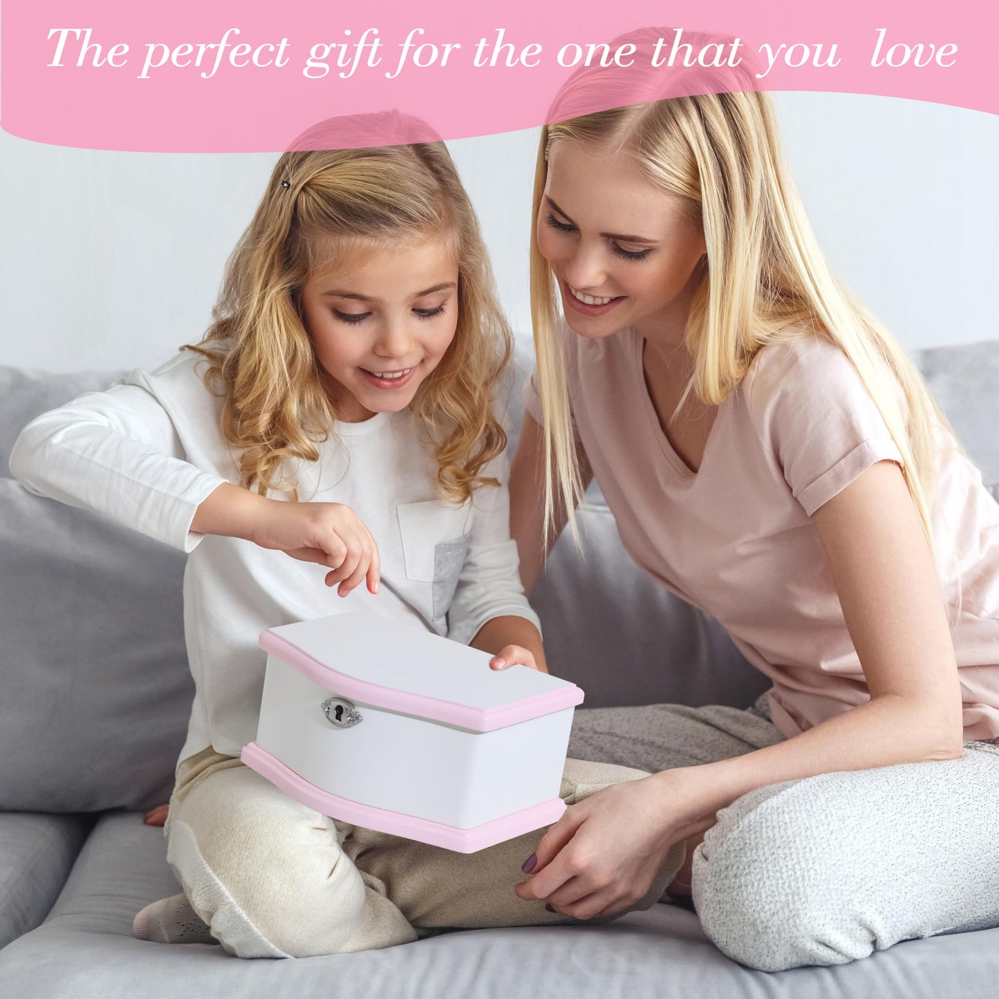 Medium Pink Ballerina Musical Jewelry Box with Mirror and Lock for Girls,Pink Kid's Jewelry Storage Music Chest,Gifts for Christmas,New Year and All Hoidays