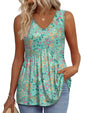 OFEEFAN Womens Tank Tops 2025 Flowy Peplum Tops for Women Dressy Sleeveless V Neck Babydoll Tank Tops