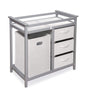 Badger Basket Modern Baby Changing Table - Portable Diaper Station with 3 Drawers Pad & Hamper - Storage Organizer for Baby Clothes, Diapers & Toys - Fresh White/White (34.25 x 20.75 x 34.5)