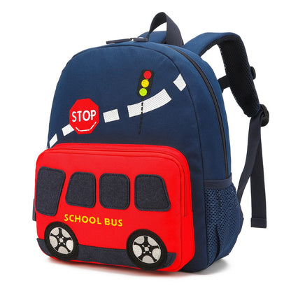 Car Dinosaur Kids Toddler Backpack for Boys and Girls Children Waterproof Preschool Bag(Red Music Party)