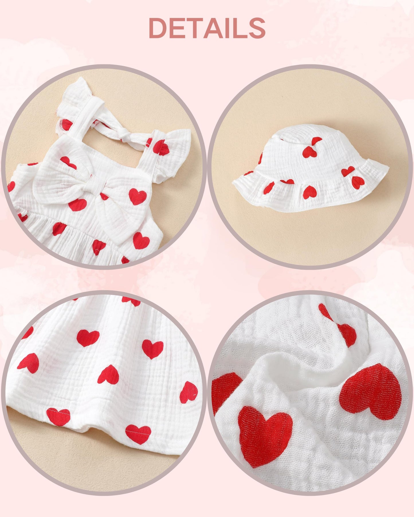 Renotemy Infant Baby Girl Dresses Toddler Girl Clothes Summer Cotton Linen Boho Smocked Sundress Gift for Girls with Hat