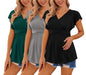 Ekouaer Maternity Shirts 3 Packs Flying Short Sleeve Nursing Tops Pregnancy Clothes
