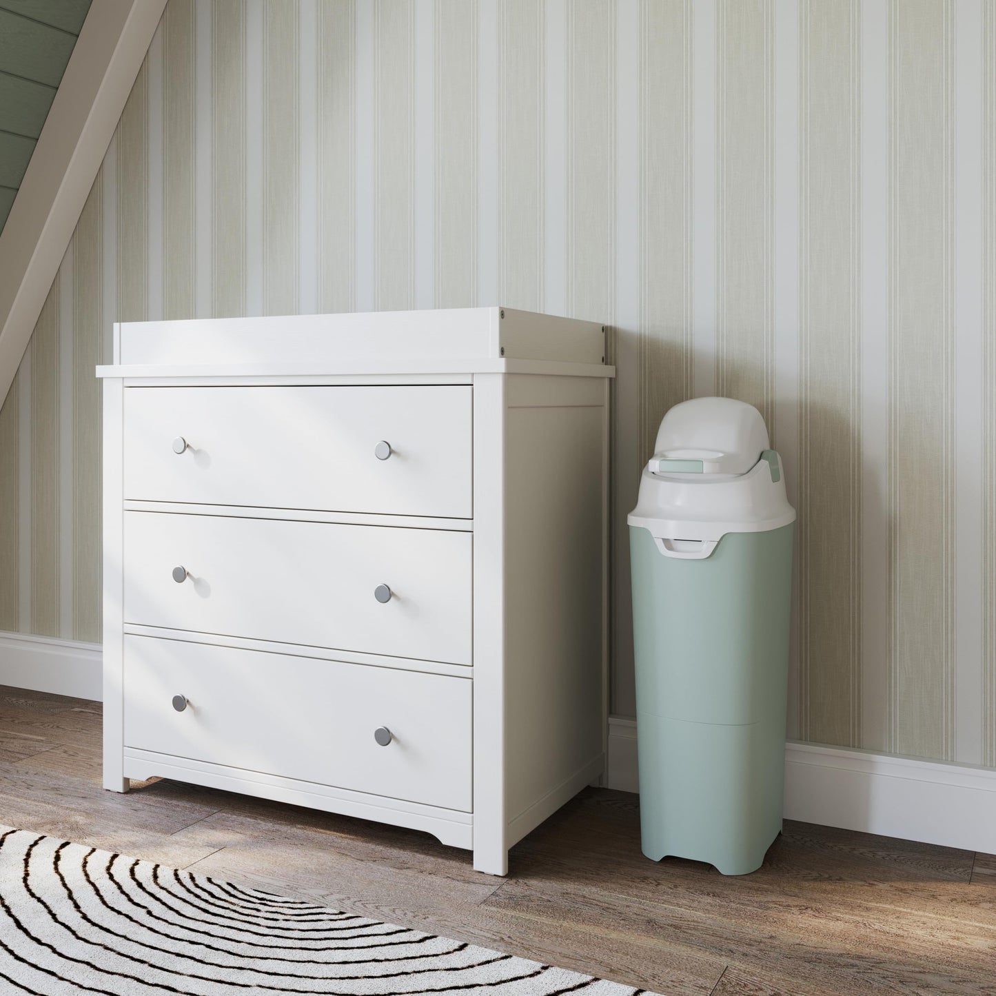 Foundations Tall Diaper Pail with Airtight Lid - Durable & Odorless Diaper Disposal, Large Capacity, Holds up to 60 Newborn Diapers, Refill with Any Bags - Gray