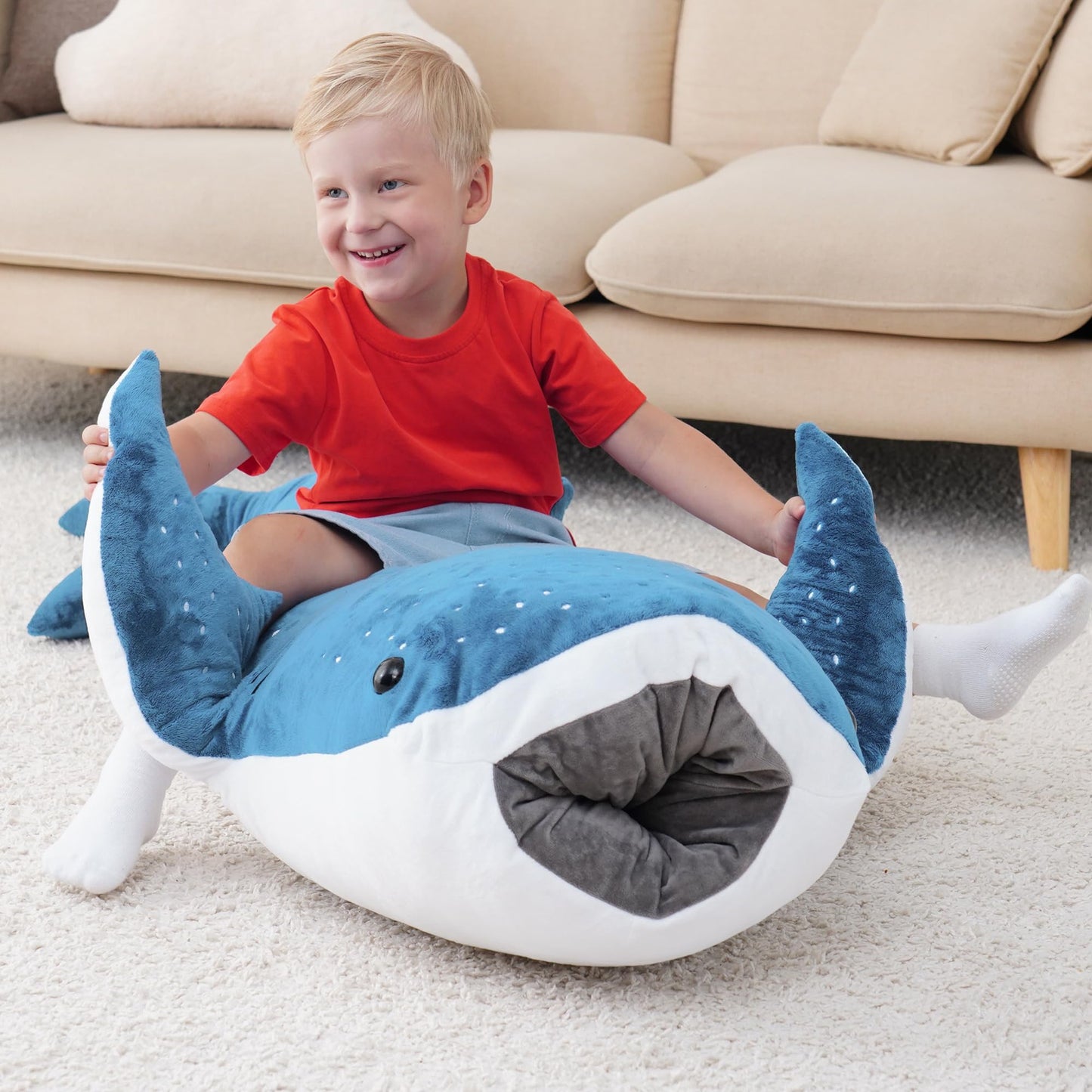 39 Inch Whale Shark Stuffed Animal – Giant Plush Shark Pillow Toy, Realistic Big Whale Shark Plushie for Kids and Ocean Lovers, Large Cuddly Gift