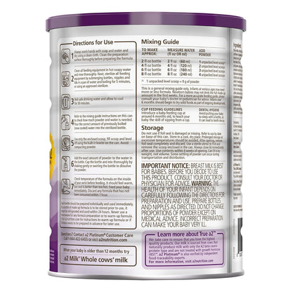a2 Platinum® Premium Infant Formula for Babies ages 0-12 Months, Milk-Based Powder with Iron. Nutritionally Complete, made with Pure and Natural a2 Milk® - 31.7- oz Can - 6 Pack