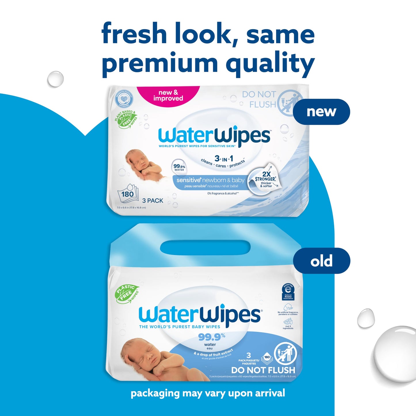 WaterWipes Original Baby Wipes, 99.9% Water, 3-In-1 Cleans, Cares, Protects, Unscented & Hypoallergenic, 720 Count (12 Packs), Packaging May Vary