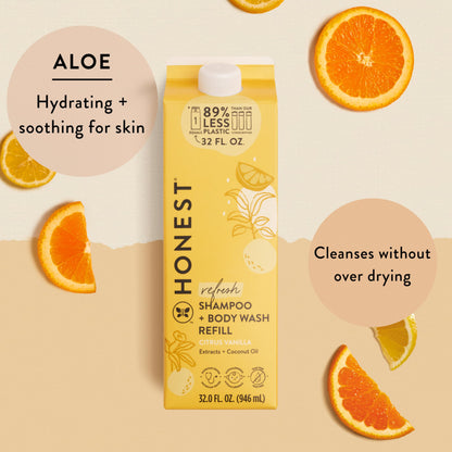 The Honest Company 2-in-1 Cleansing Shampoo + Body Wash for Sensitive Skin | Gentle for Baby | Naturally Derived, Tear-free, Hypoallergenic | Fragrance Free, 10 fl oz