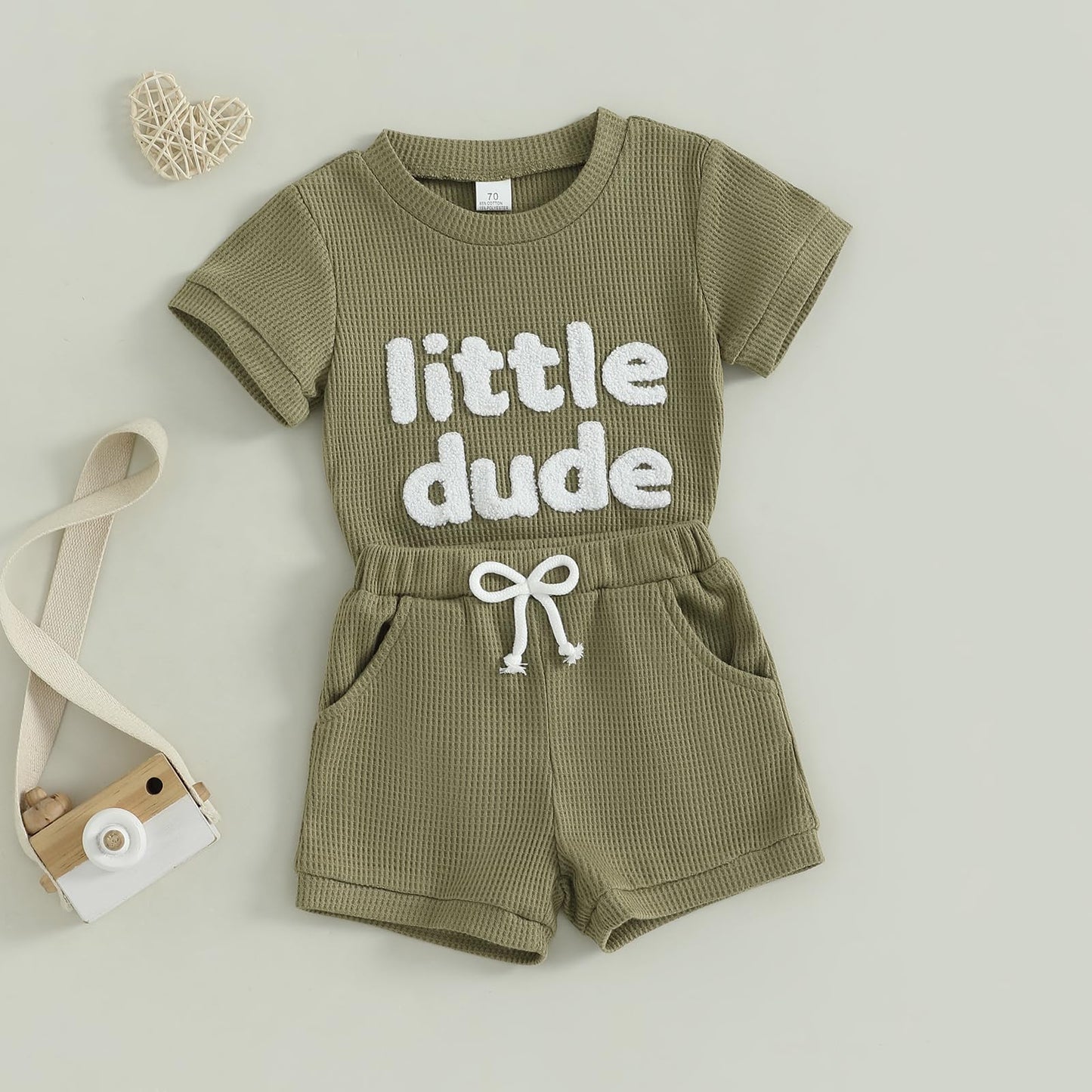 MERSARIPHY Newborn Baby Boy Summer Clothes Mama's Boy Little Dude Short Sleeve Romper Shorts Set Infant Waffle Knit Outfit