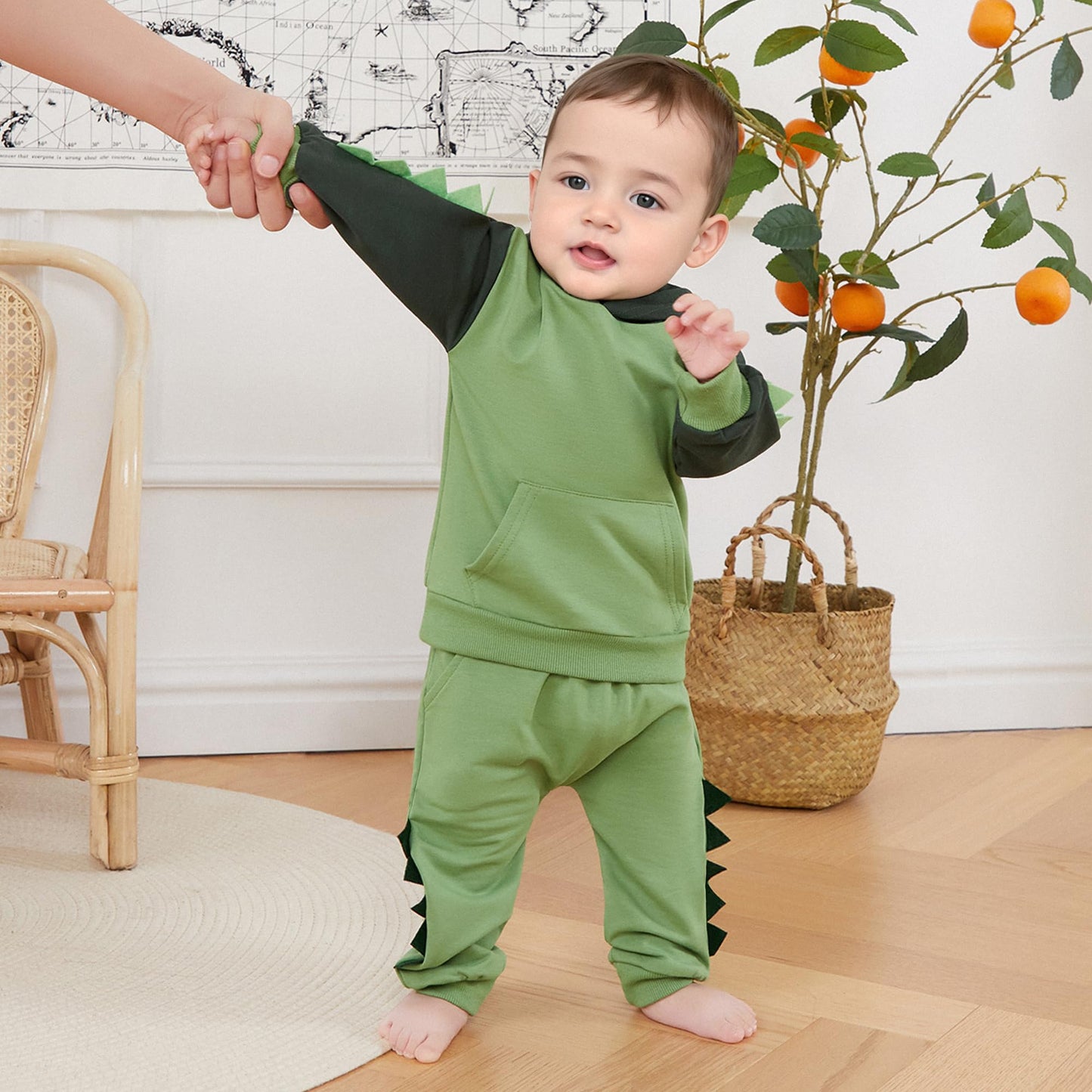 MA&BABY Toddler Boys Clothes Dinosaur Print 6 12 18 24 Months 3T 4T Outfits Long Sleeve Pullover Jogger Pant 2PC Sets