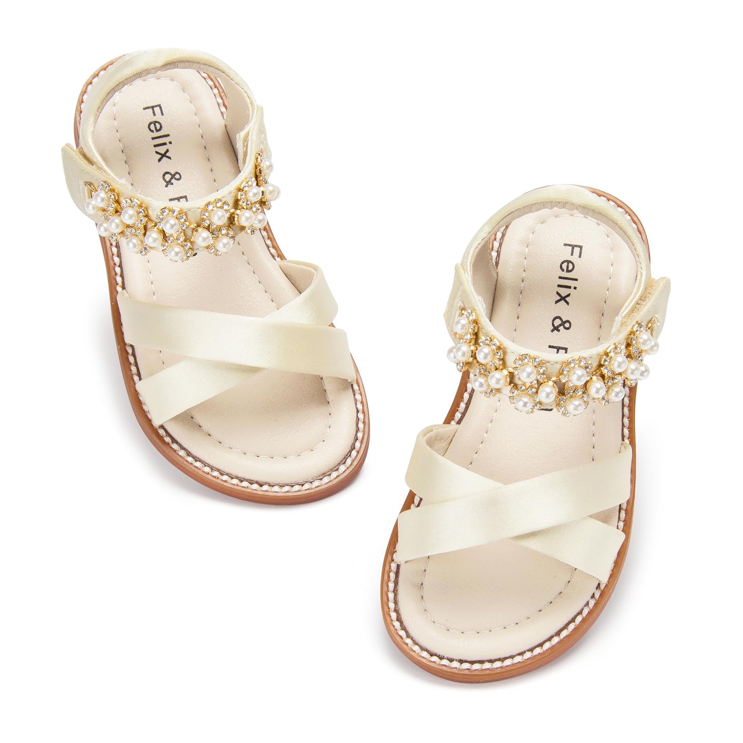 Felix & Flora Toddler Girls Sandals Soft Rubber Flats Summer Baby Flower Girl Shoes.
