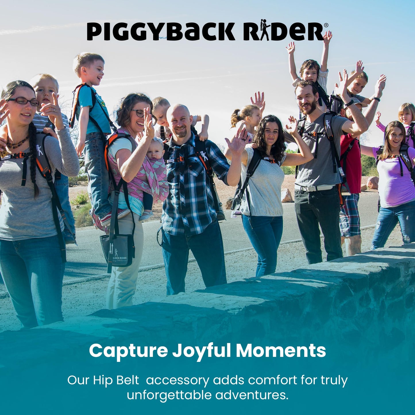 Piggyback SCOUT Toddler Carrier Backpack Deluxe - 6 Piece Set: Hip Belt, Carry Bag, Side Pocket, Mud Flap, Water Bottle & Selfie Stick Holders - For Ages 2-4 (Under 50 lbs) - Hiking & Travel