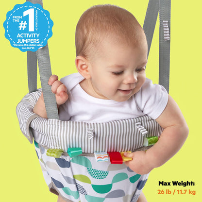 Bright Starts Bounce 'n Spring Deluxe Door Jumper for Baby with Adjustable Strap, 6 Months and Up, Max Weight 26 lbs