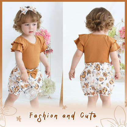 YOUNGER TREE Newborn Infant Baby Girl Clothes Romper Shorts Set Floral Summer Outfits Cute Baby Girl Clothing
