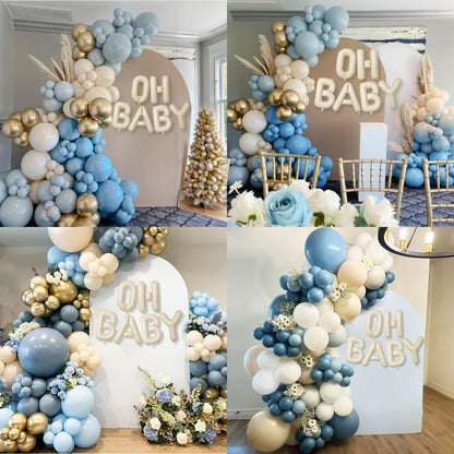 Sage Green Baby Shower Decorations,Boho Greency Neutral Balloon Arch with Oh Baby Balloon Banner Green Gold Balloons For Boy Girl Woodland Baby Shower Birthday Party Supplies