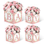 TSVATE Pink Baby Shower Boxes Decorations - 4 Baby Shower Centerpiece Boxes Gender Reveal First Birthday Centerpiece Decors (Without Flowers)