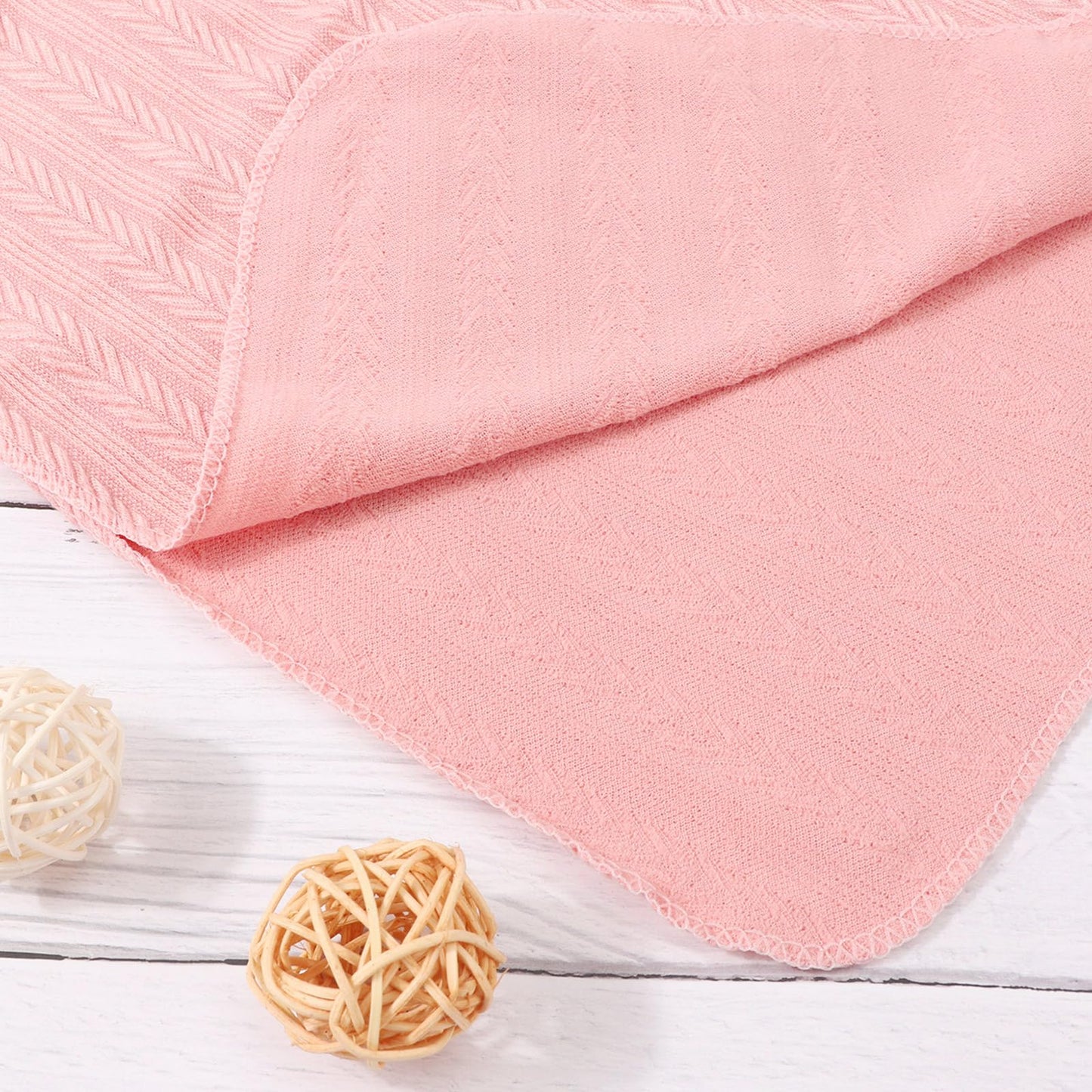Newborn Receiving Blanket with Bow Hat Mittens Wooden Card Set Wheat-Pattern Newborns Toddler Baby Boy Girl Nursery Swaddle Wrap