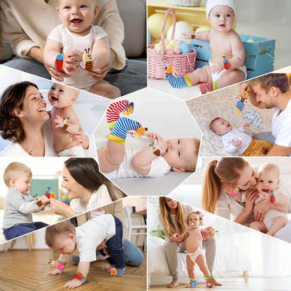 Baby Wrist Rattle Socks and Foot Finder Set Baby Rattles Toys for 0-12 Month, Infant Girl Boy Toys for Babies 3-6 Months, Newborn Hand & Foot Toys for 0 to 9 Months, Baby Easter Gifts