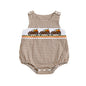 Baby Girl Pumpkin Embroidery Jumpsuit Halloween Sleeveless Round Neck Plaid Tank Romper