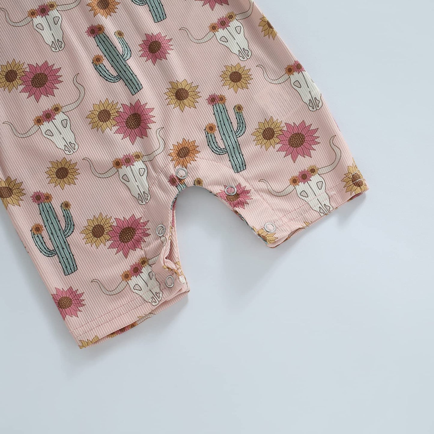 Gueuusu Country Baby Clothes Boy Girl Western Cow Print Short Sleeve Romper Bodysuit Ribbed One Piece Jumpsuit Summer Outfit