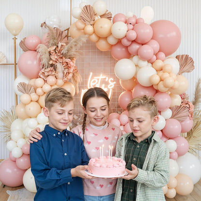 Ivory White Balloon Arch Kit,Boho Balloon Garland with Pastel Orange Cream Beige Champagne Gold White Sand Balloons for Neutral Baby Shower Wedding Boho Bridal Party Decorations