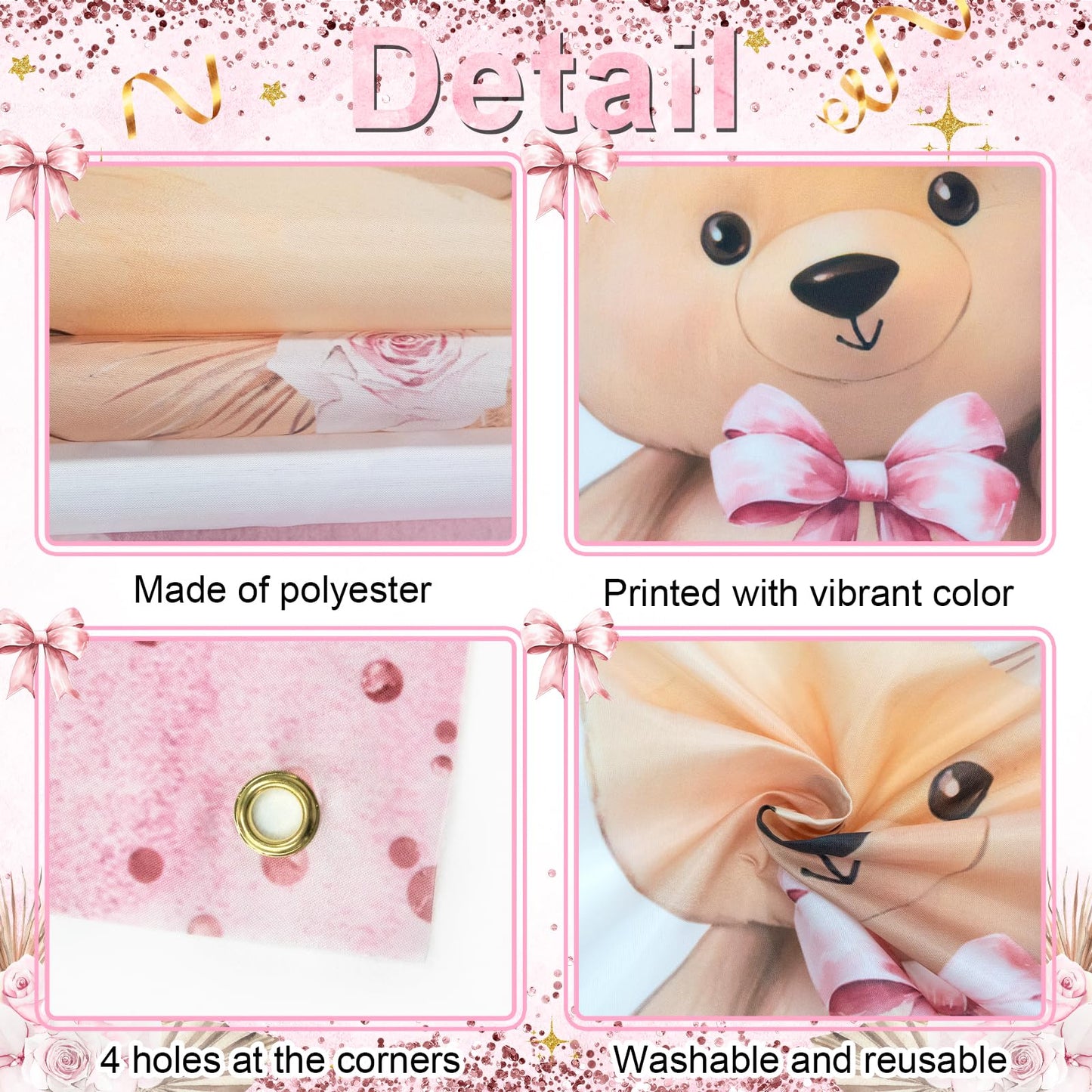 Blue Bear Baby Shower Backdrop 6x3.6 ft We Can Bearly Wait Banner for Boy Bear Baby Shower Decorations Newborn Photo Props Background