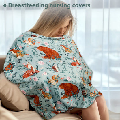 Nursing Cover Breastfeeding, Multi-use Baby CarSeat Cover Girls, Infant Stroller Car Seat Cover, Stretchy Carseat Canopy, Soft Breathable, Peony