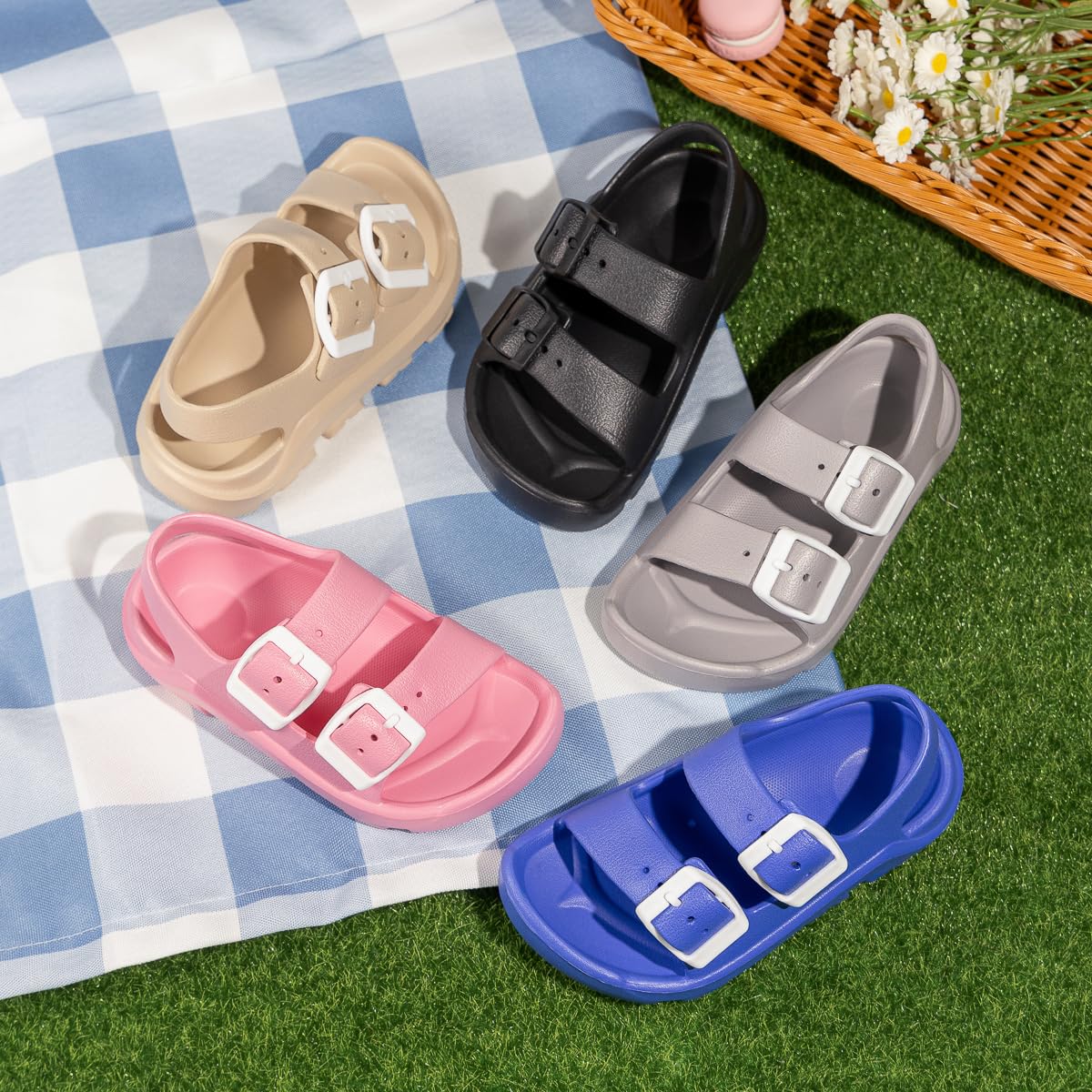 Casazoe Toddler Boys Girls EVA Comfort Lightweight Sandals Breathable Summer Beach Pool Casual Outdoor Shoes Adjustable Strap Open Toe Anti-Slip Quick Dry Shoe(Toddler/Little kids)