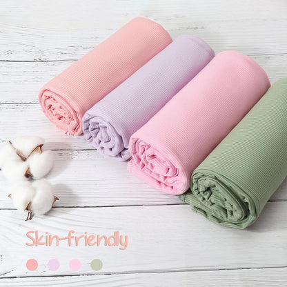Newborn Receiving Blanket with Bow Hat Mittens Wooden Card Set Wheat-Pattern Newborns Toddler Baby Boy Girl Nursery Swaddle Wrap