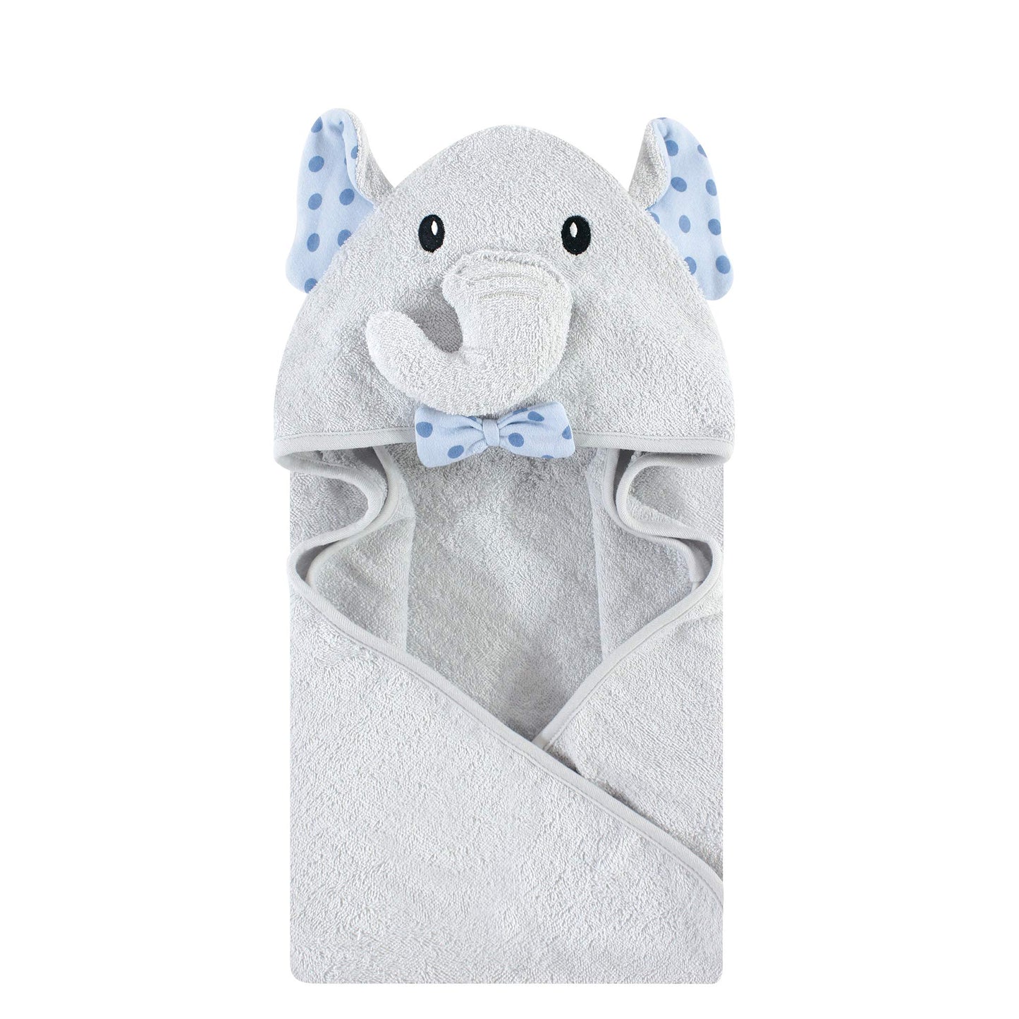 Hudson Baby Unisex Baby Cotton Animal Face Hooded Towel, Pretty Elephant, One Size