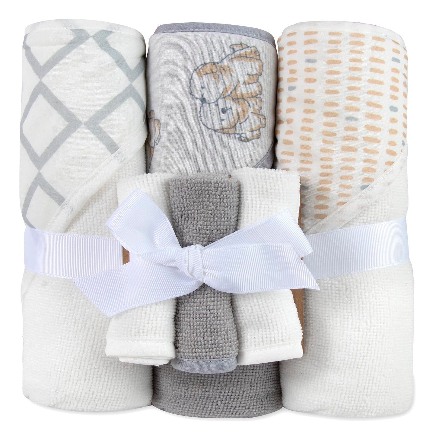 Hooded Baby Bath Towel and Washcloth 6 Piece Set for Newborns, Infants & Toddlers, Boys & Girls Baby Hooded Towels Set