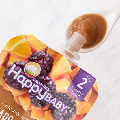 Happy Baby Organics Stage 2 Baby Food Pouches, Gluten Free, Vegan & Healthy Snack, Clearly Crafted Fruit & Veggie Puree, Fruit & Veggie Variety Pack, 4 Ounces (Pack of 10), Amazon Exclusive