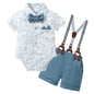 YALLET Baby Boy Clothes Suit Newborn Infant Gentleman Outfits, Formal Dress Shirt+Bowtie+Suspender Shorts Wedding Party Set