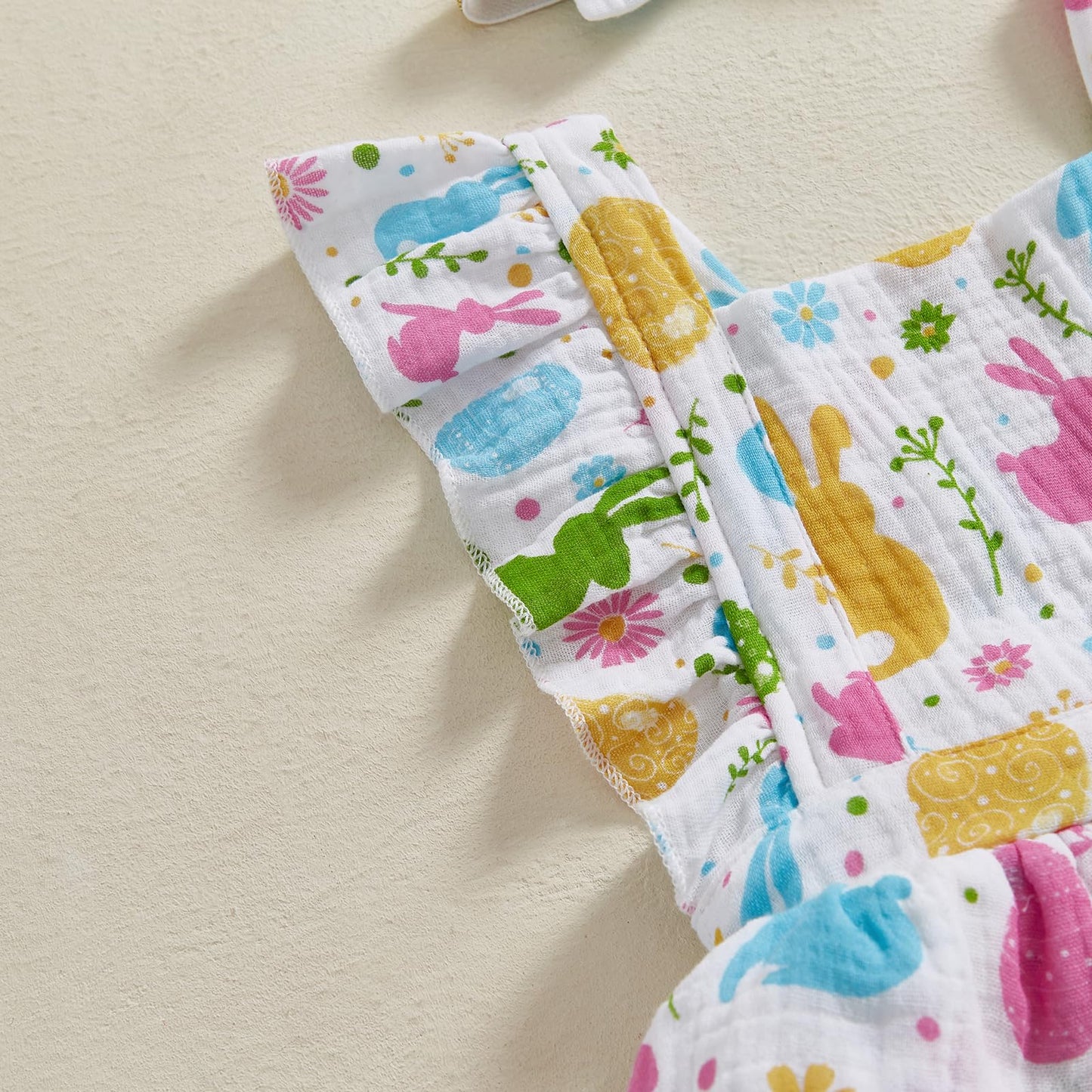 Baby Girls Flutter Sleeve Ruffles Layered Romper Dress Cute Patterns Printed Holiday Outfit with Headband