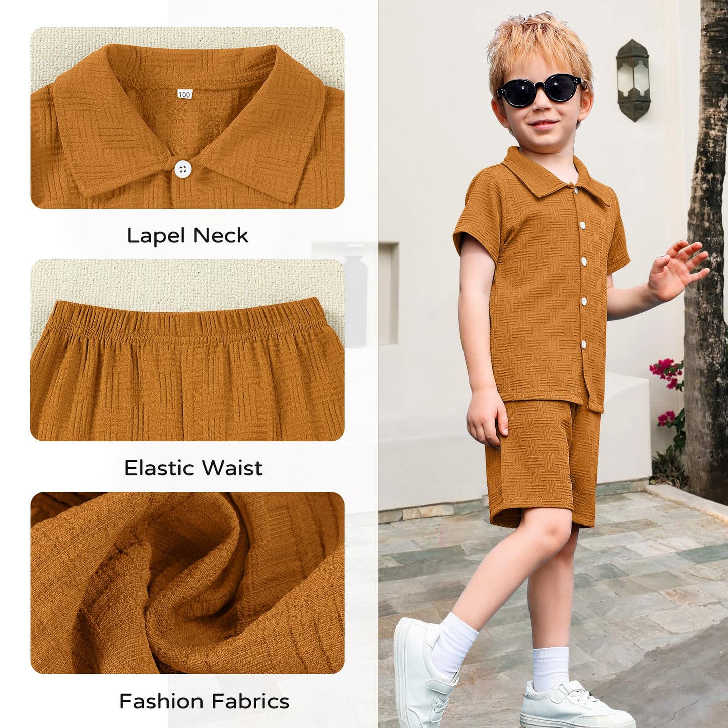 U·nikaka Baby Boys 2 Piece Summer Outfits Casual Toddler Short Sets Little Boys Button Down Shirts Tops and Shorts 2-6Y