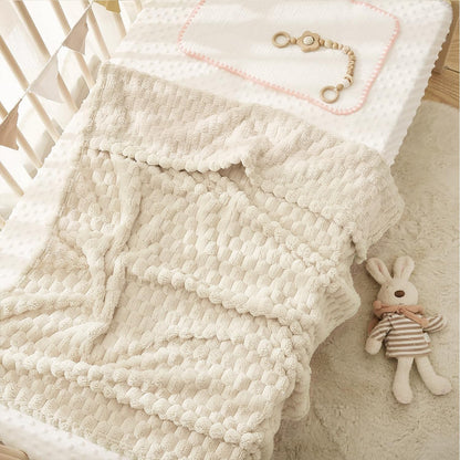 HOMRITAR Baby Blanket for Boys or Girls 3D Jacquard Fluffy Fuzzy Soft Warm Cozy Flannel Fleece Warm Blanket for Nursery, Stroller Toddler Bedding (30 x 40 Inch, Blue)