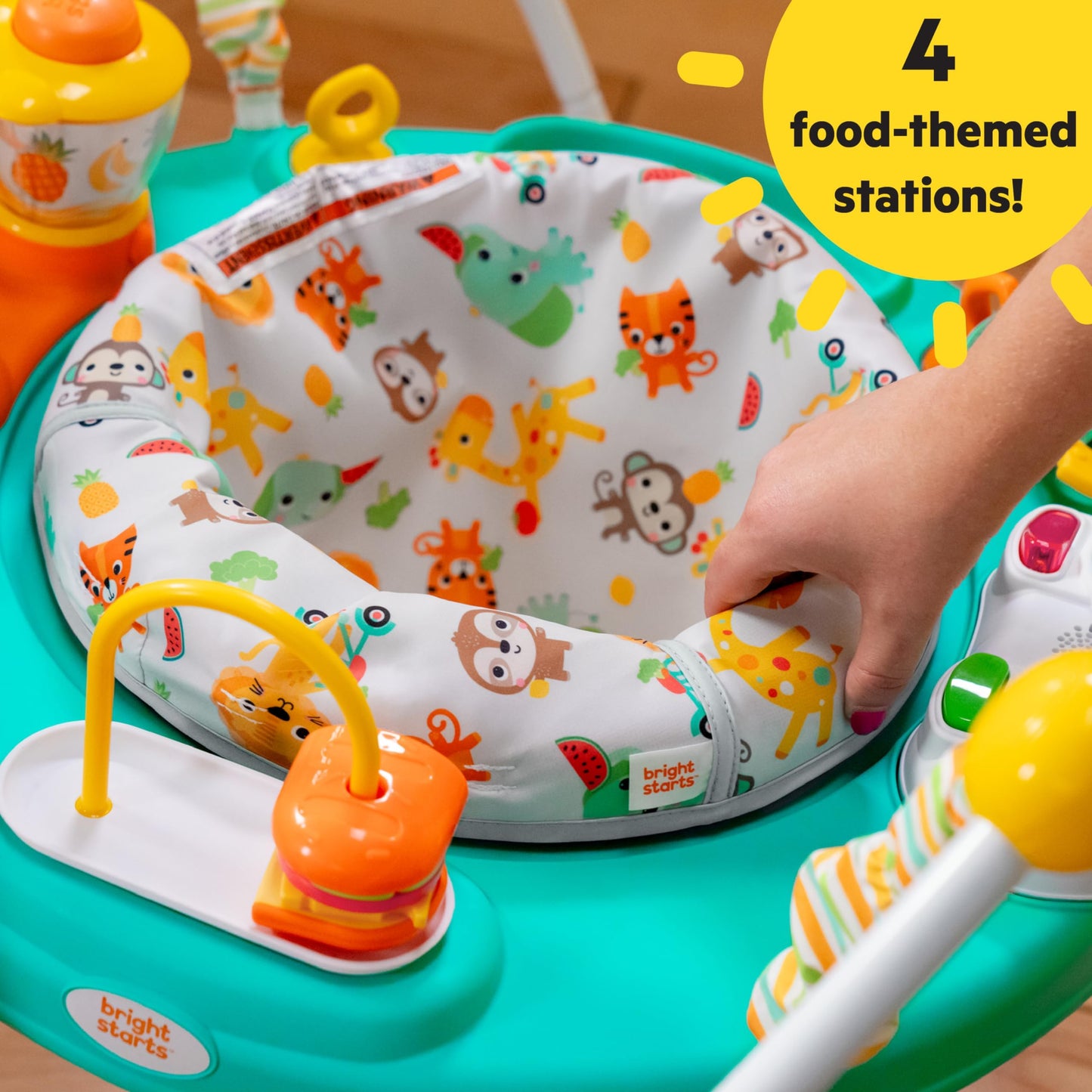 Bright Starts Bounce Bounce Baby 2-in-1 Activity Center Jumper & Table - Playful Pond (Green), 6 Months+