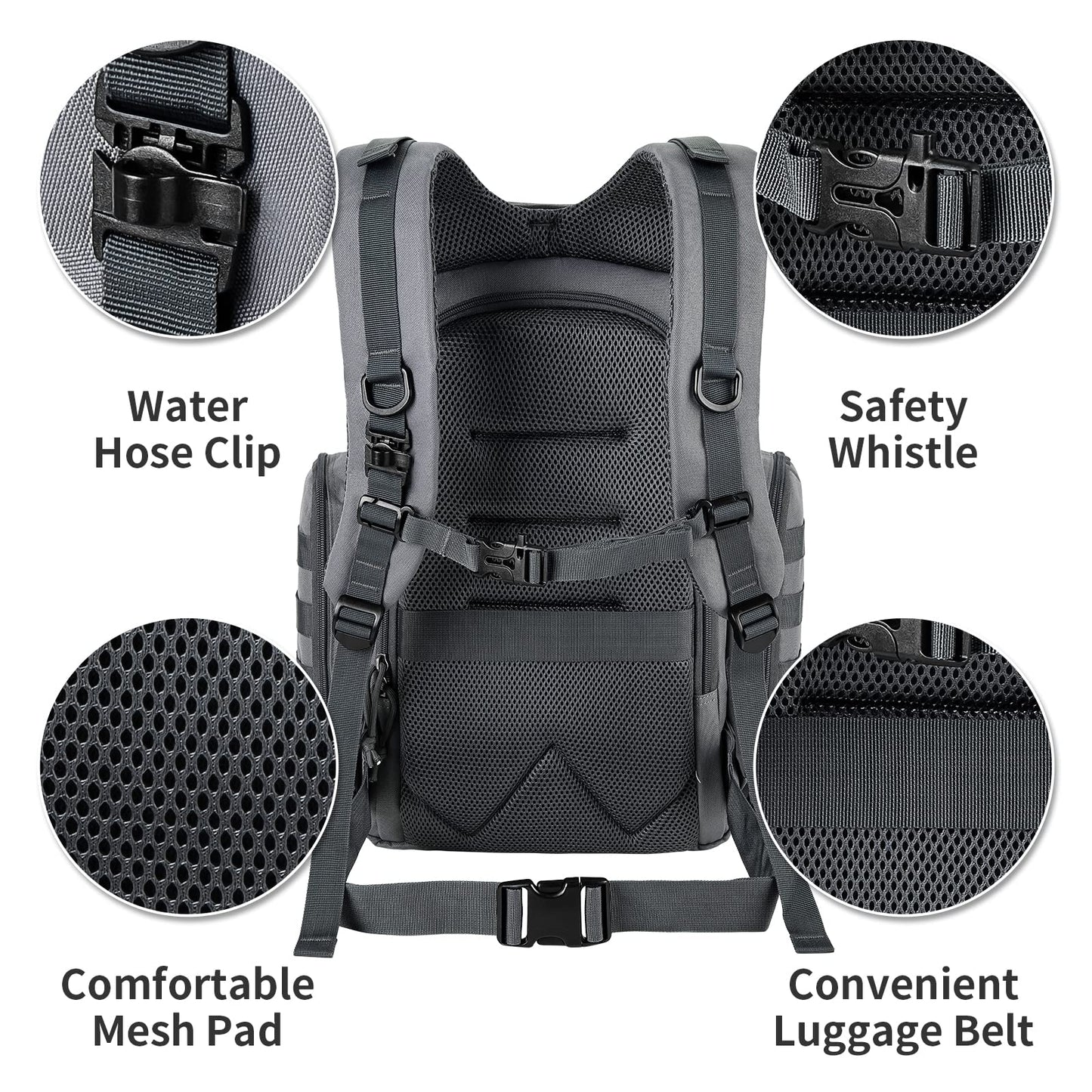 SHARKMOUTH Diaper Bag Backpack for Dad and Mom, Military Molle diaper Pack with Insulated Bottle Holders and Wipe Pocket
