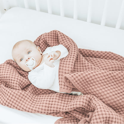 Konssy Waffle Baby Blanket - Soft & Cozy Nursery Swaddle Blanket, Lightweight Toddler Throw for Boys & Girls, Ideal for Wrapping (Oat)